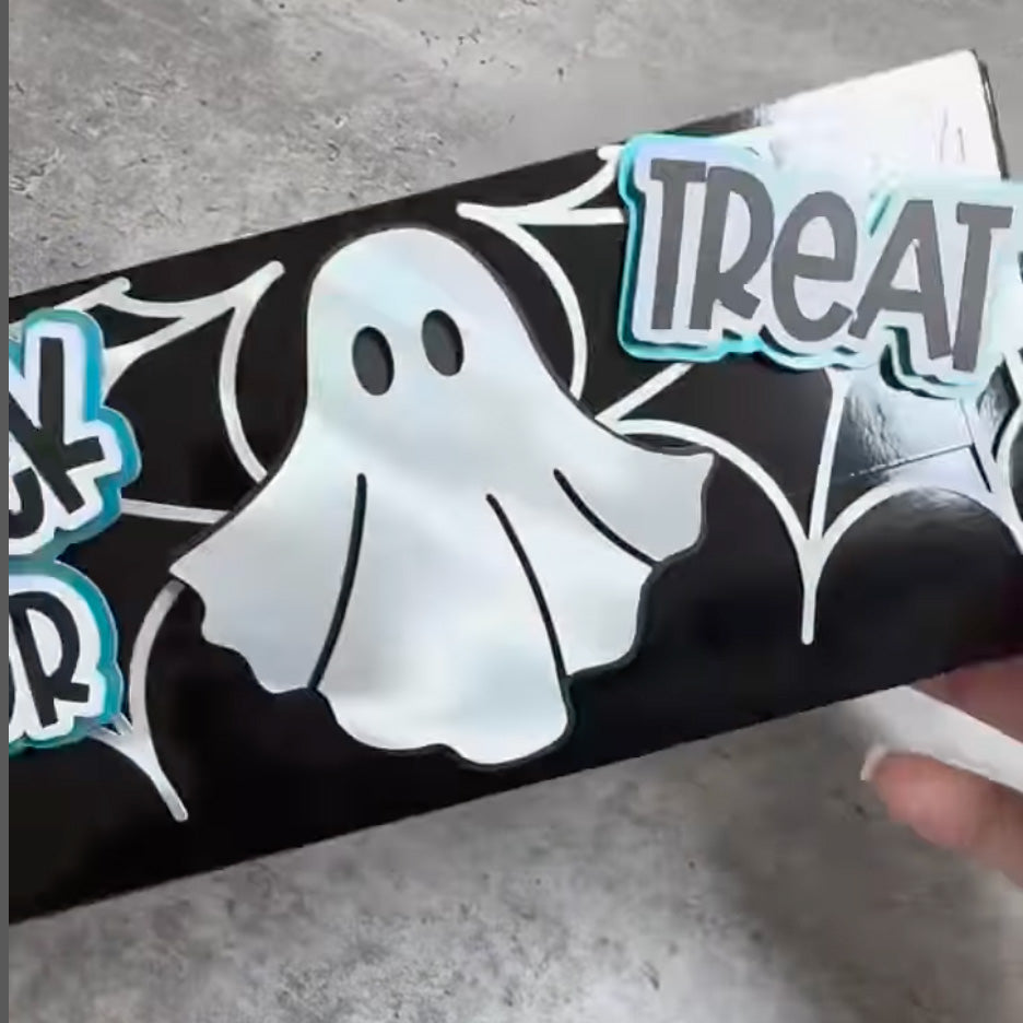 Halloween paper craft with glossy black cardstock