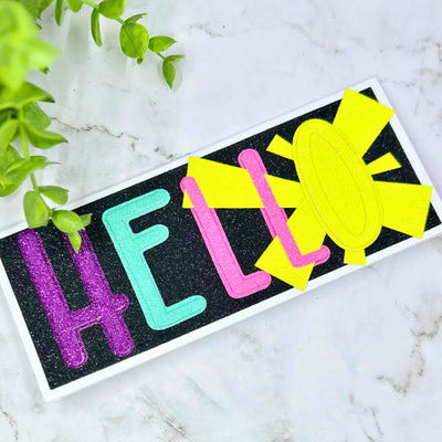 Handmade card featuring glitter luxe black velvet glitter cardstock and neon yellow glitter luxe 