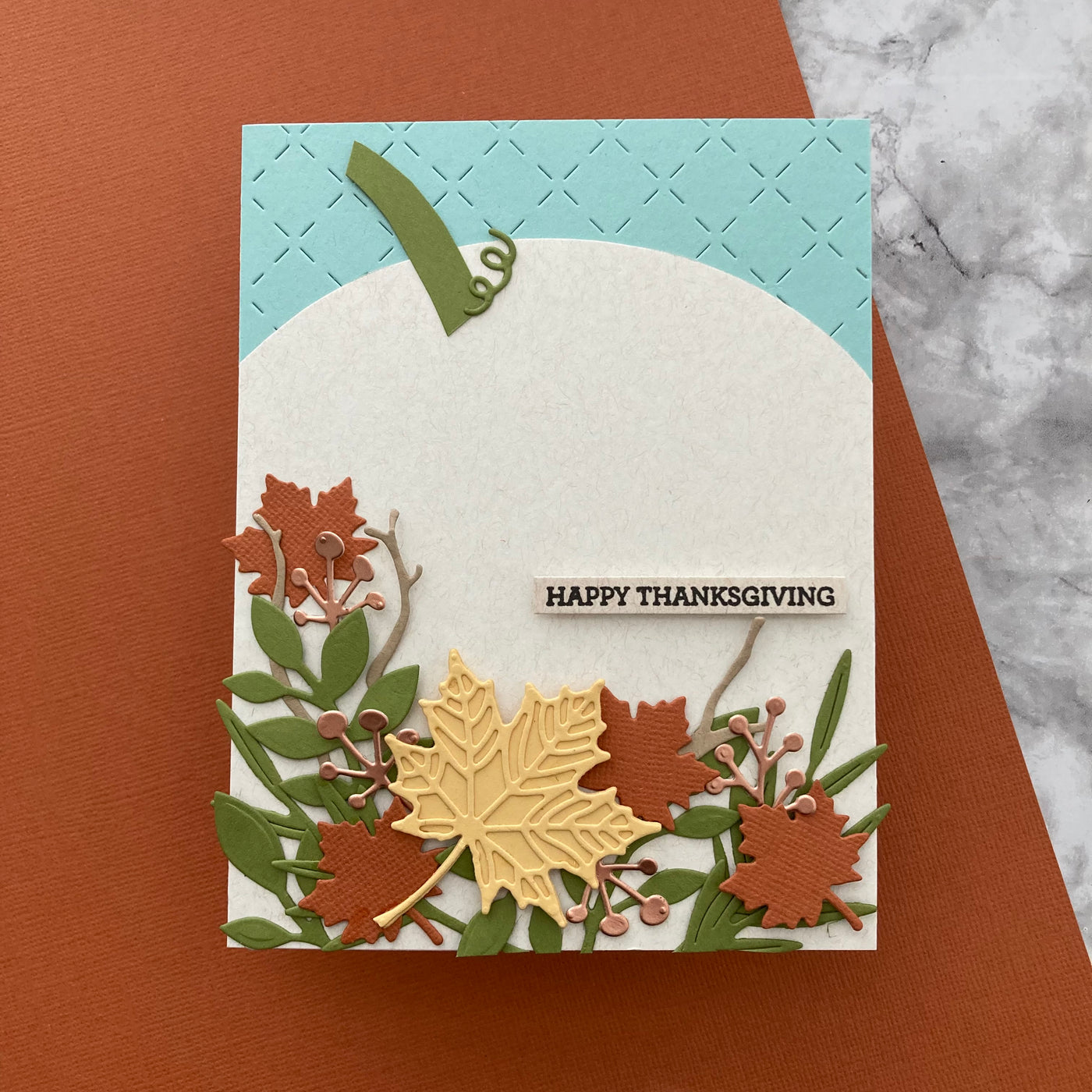 handmade Thanksgiving card featuring Encore in Gingersnap