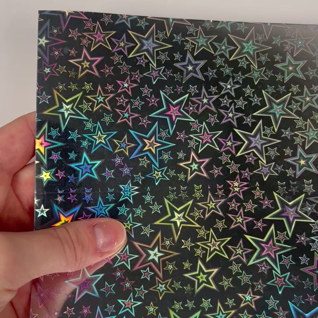 IN THE STARS holographic cardstock- foil cardstock - silver cardstock - Encore - 12x12 cardstock - 12x12 Cardstock Shop - star pattern cardstock