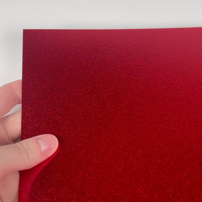 Red mirror foil cardstock with a glitter finish - smooth, shiny red foil cardstock with glitter details- ENCORE - glitter cardstock - 12x12 Cardstock Shop