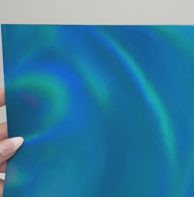 TEAL HOLOGRAPHIC Iridescent Foil Cardstock - 12x12 - Encore Paper - video shows light play