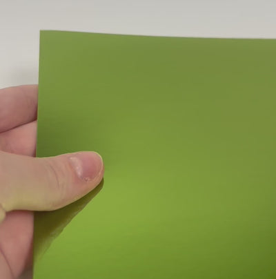 PERIDOT GREEN Mirror Foil Cardstock - 12x12 Foil Cardstock - Encore paper - video shows light play