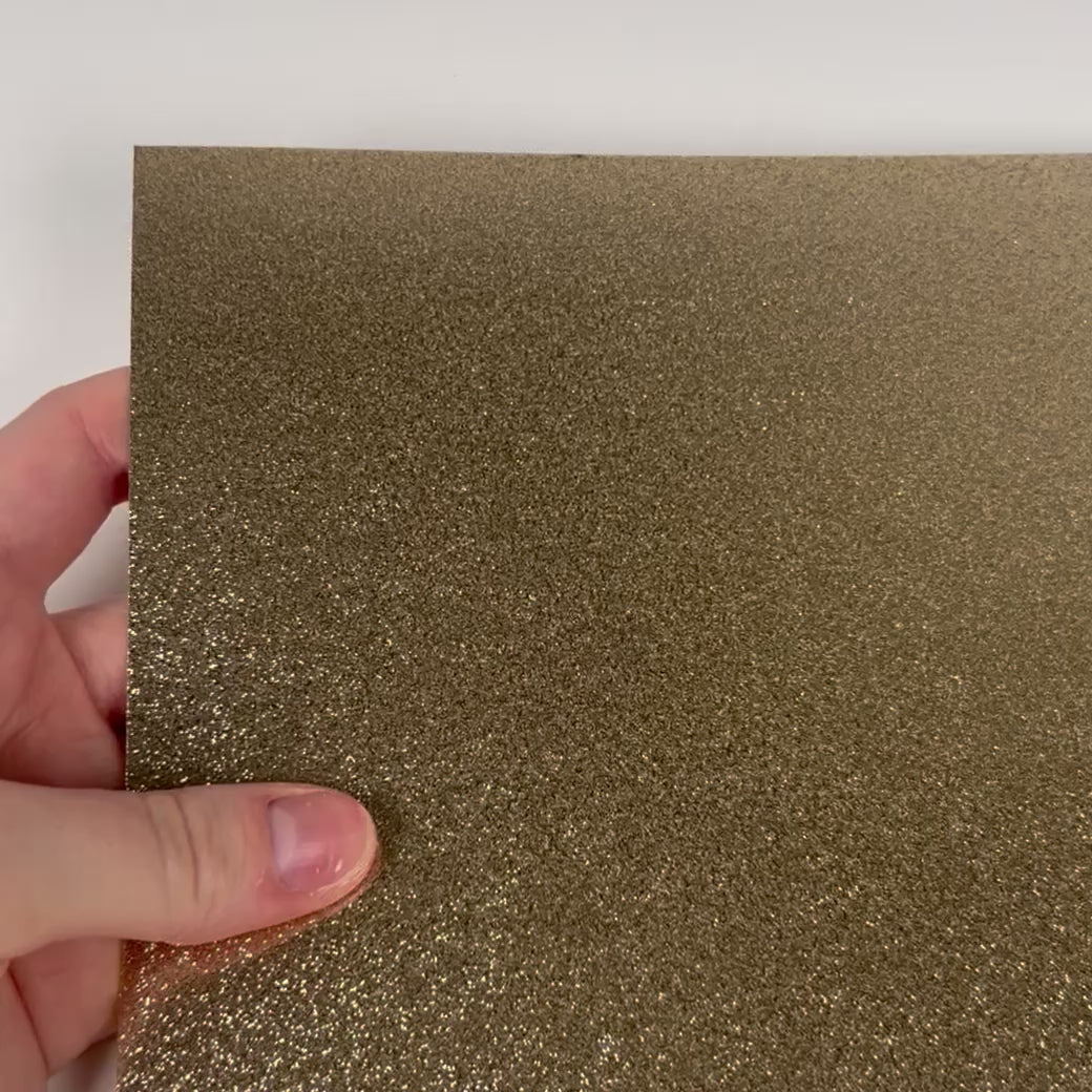 champagne gold mirror foil cardstock with a glitter finish - smooth, shiny champagne gold foil cardstock with glitter details- ENCORE - glitter cardstock - 12x12 Cardstock Shop