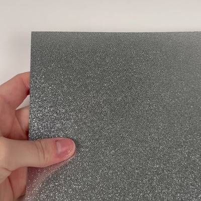 Silver mirror foil cardstock with a glitter finish - smooth, shiny silver foil cardstock with glitter details- ENCORE - glitter cardstock - 12x12 Cardstock Shop