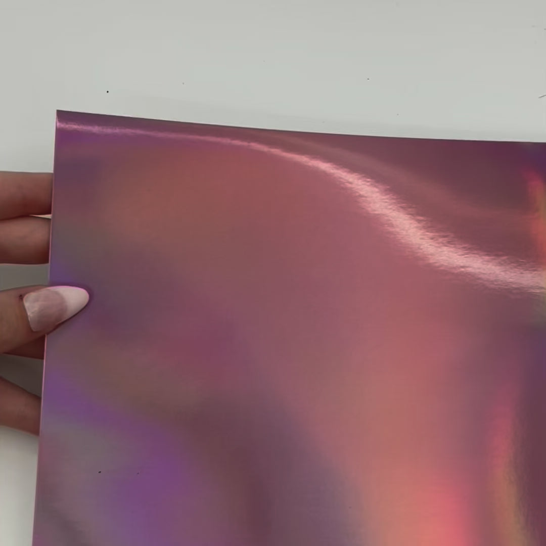 MAUVE HOLOGRAPHIC Iridescent Foil Cardstock - 12x12 - Encore Paper - video shows light play