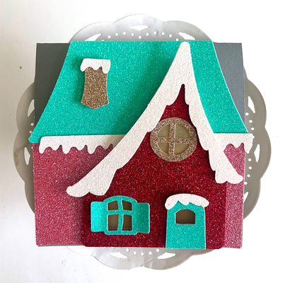 Christmas Glitter House Card featuring Glitter Luxe i Neon Lagoon