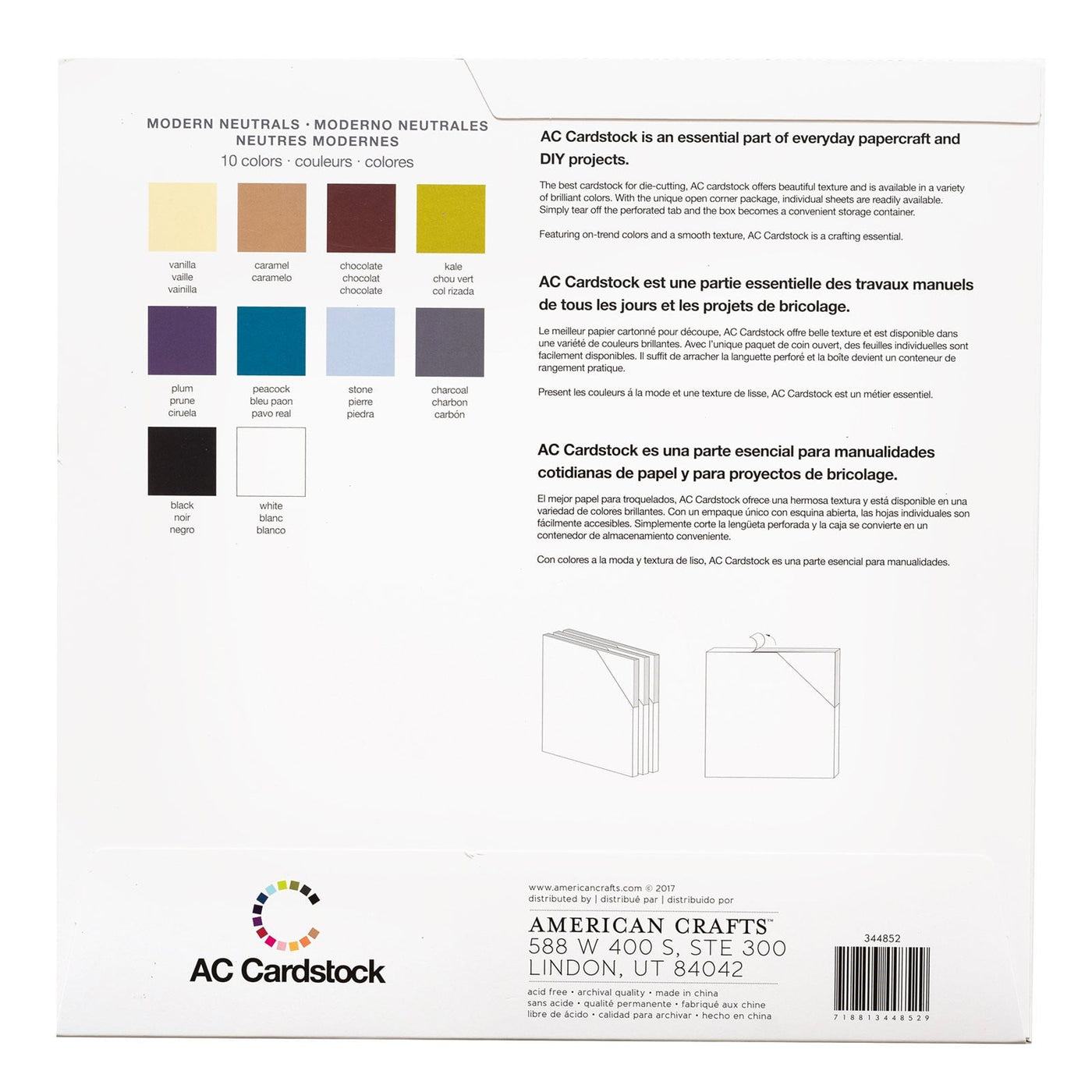 American Crafts Variety Cardstock Pack 12x12 60-pkg-neutrals