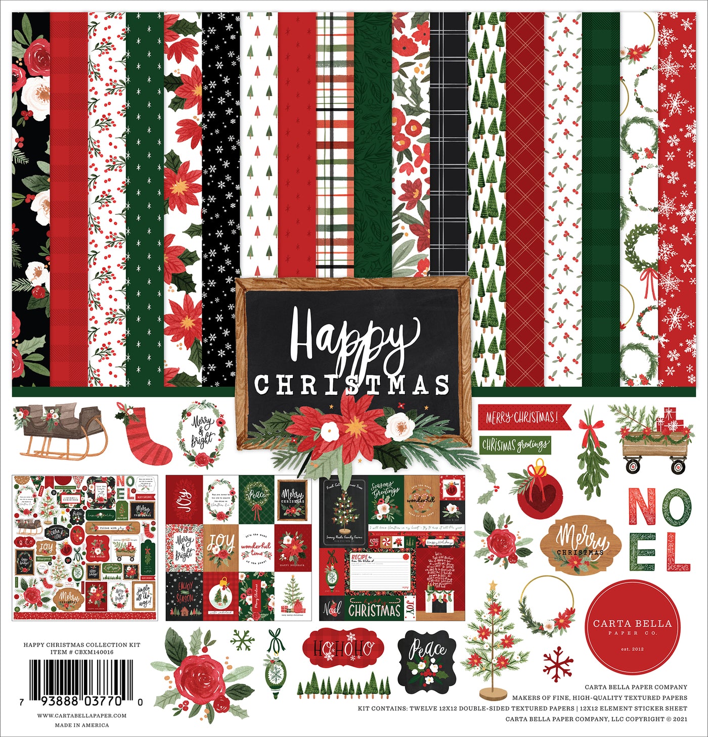 Home For Christmas Cardstock Stickers 12X12-Elements - 793888051508
