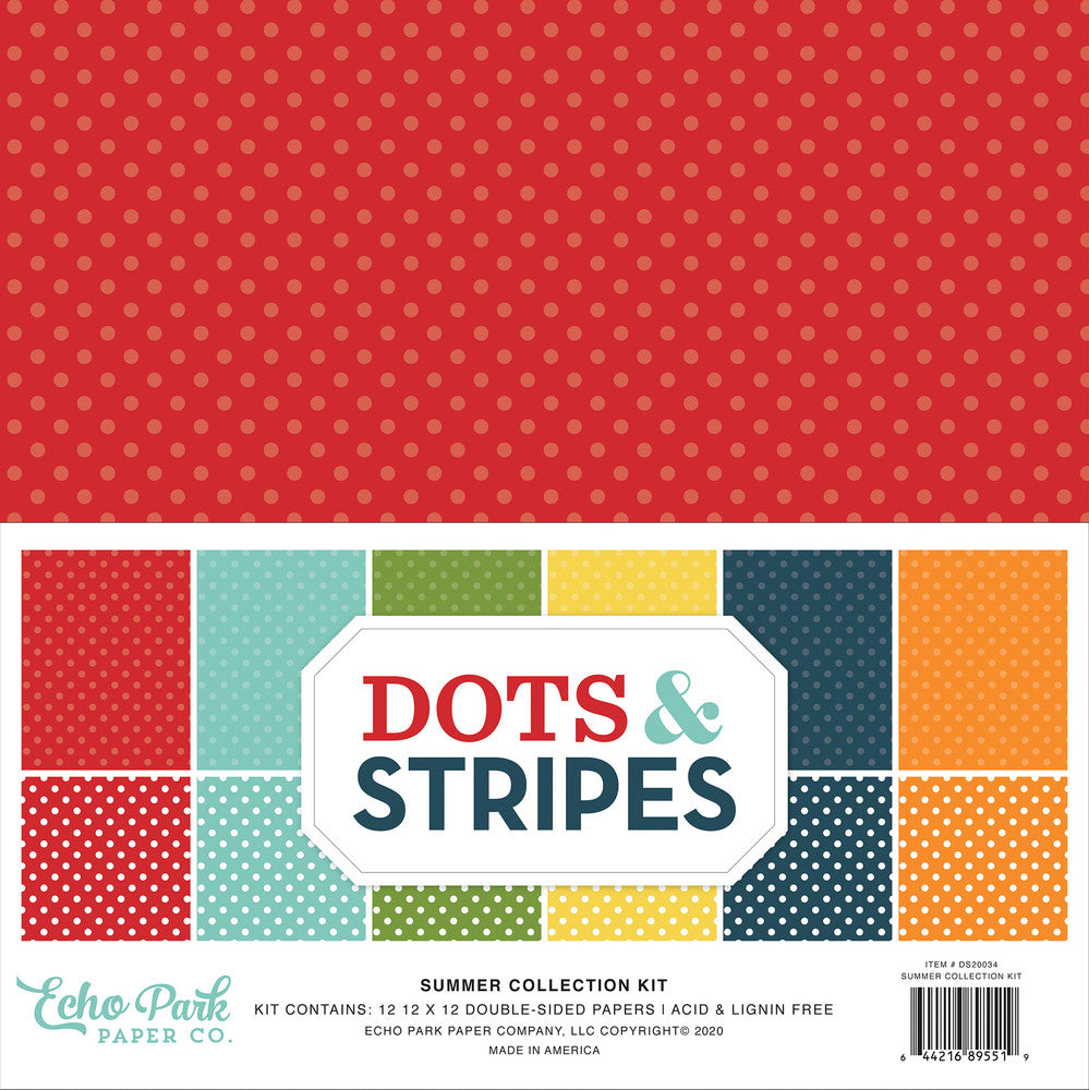 Twelve double-sided sheets with lots of dots in classic Summer colors. A great foundation for holiday paper crafting. Acid-free, archival quality.