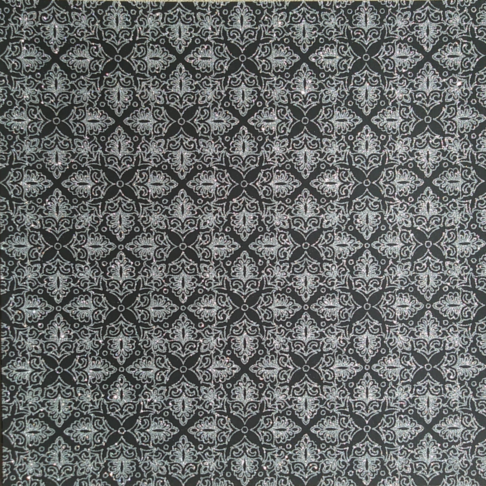 Silver Glitter Ornamental Pattern on 12x12 Black Cardstock - DCWV – The ...