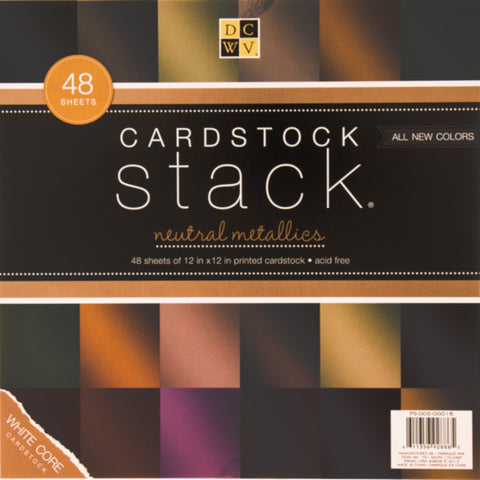 DCWV Single-Sided Cardstock Stack 12X12 48/Pkg - Metallic, 12 Colors/4 Each  - 3573033