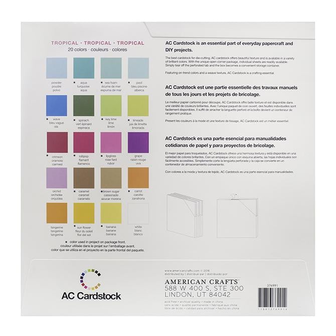 American Crafts Cardstock Pack 12x12 60/Pkg-White